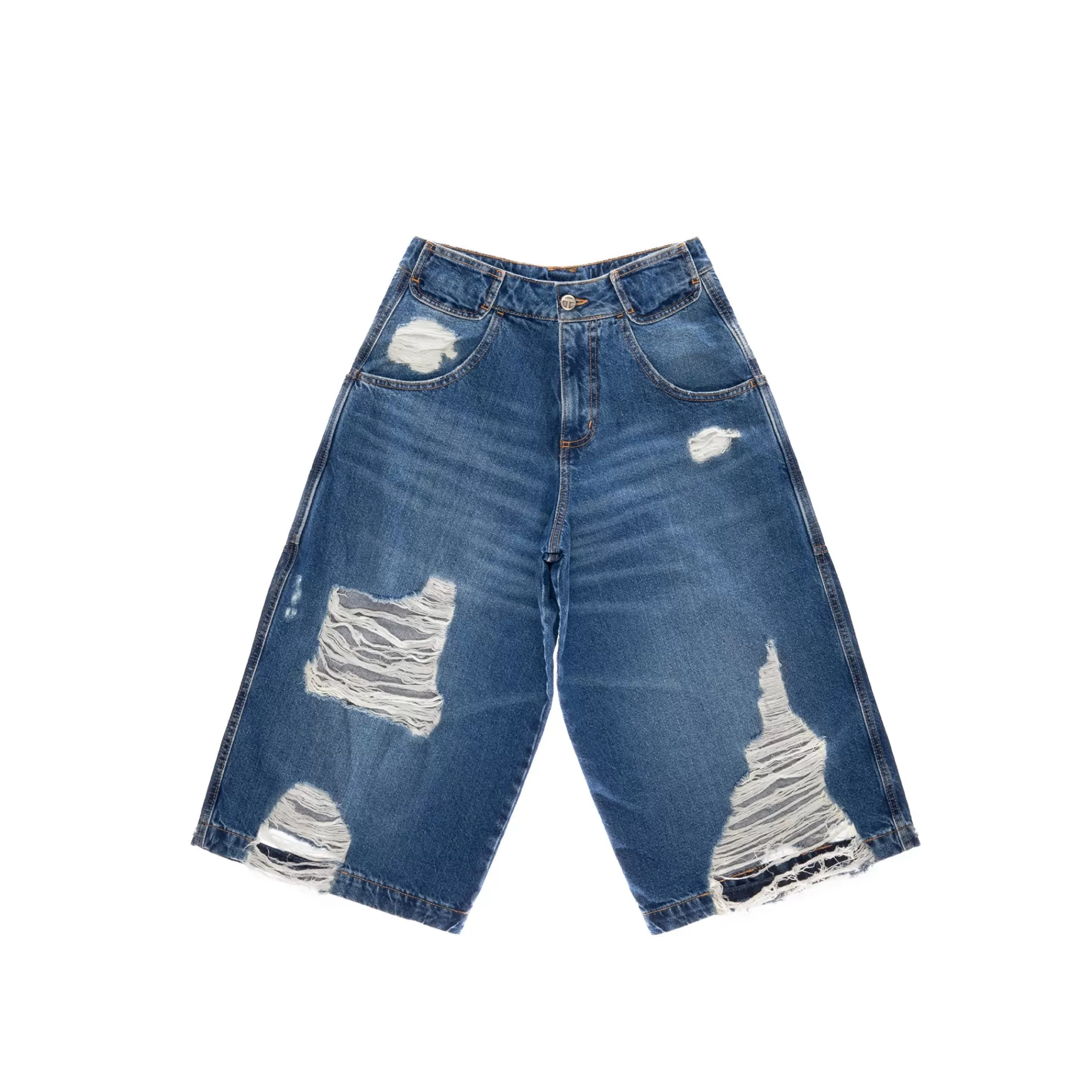 Baggy Jean Short - Distressed Blue^Telfar Shop