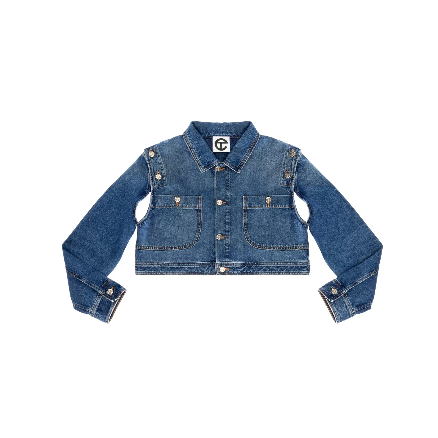 Cropped Detachable Jean Jacket - Blue^Telfar Cheap