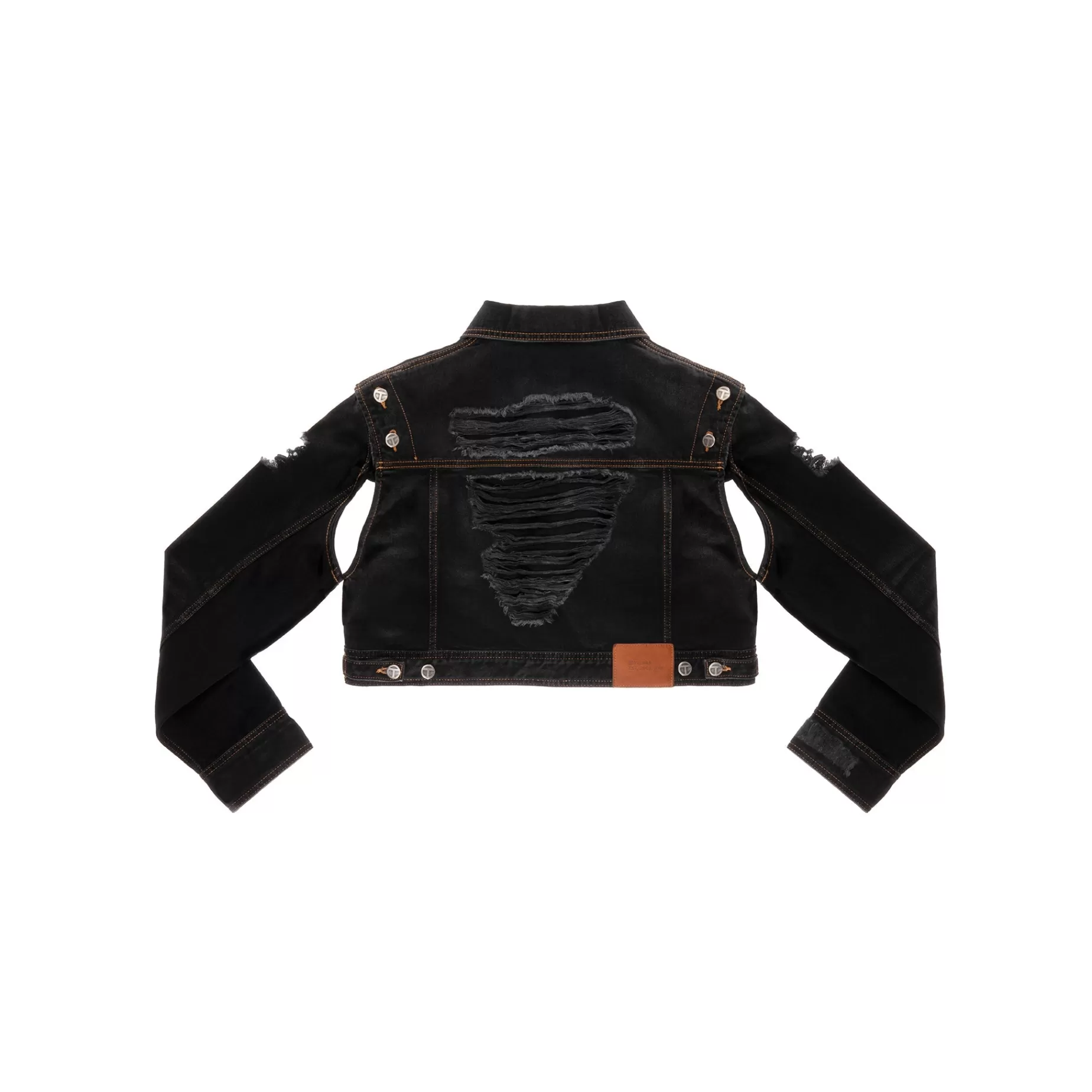 Cropped Detachable Jean Jacket - Distressed Black^Telfar Hot