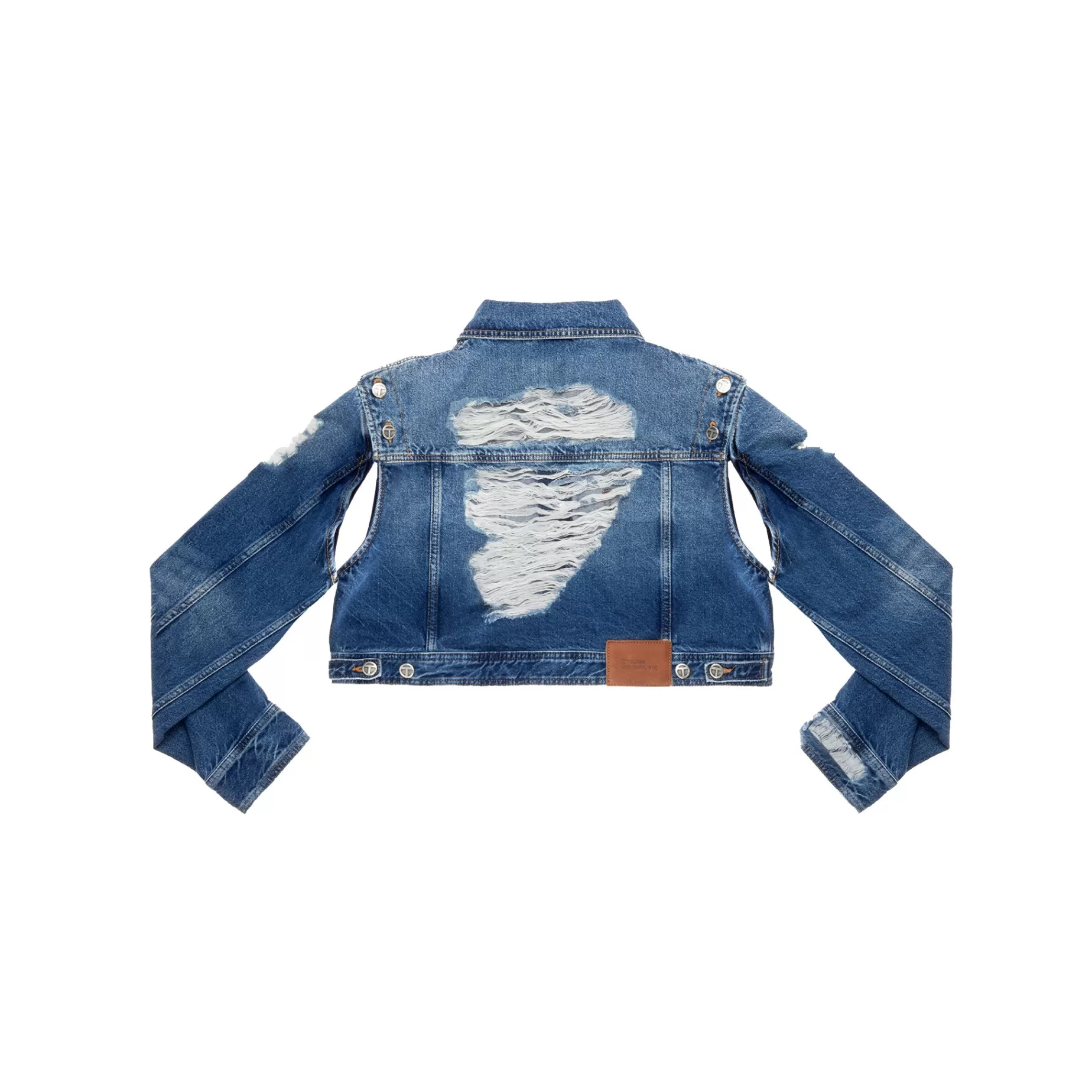 Cropped Detachable Jean Jacket - Distressed Blue^Telfar Discount