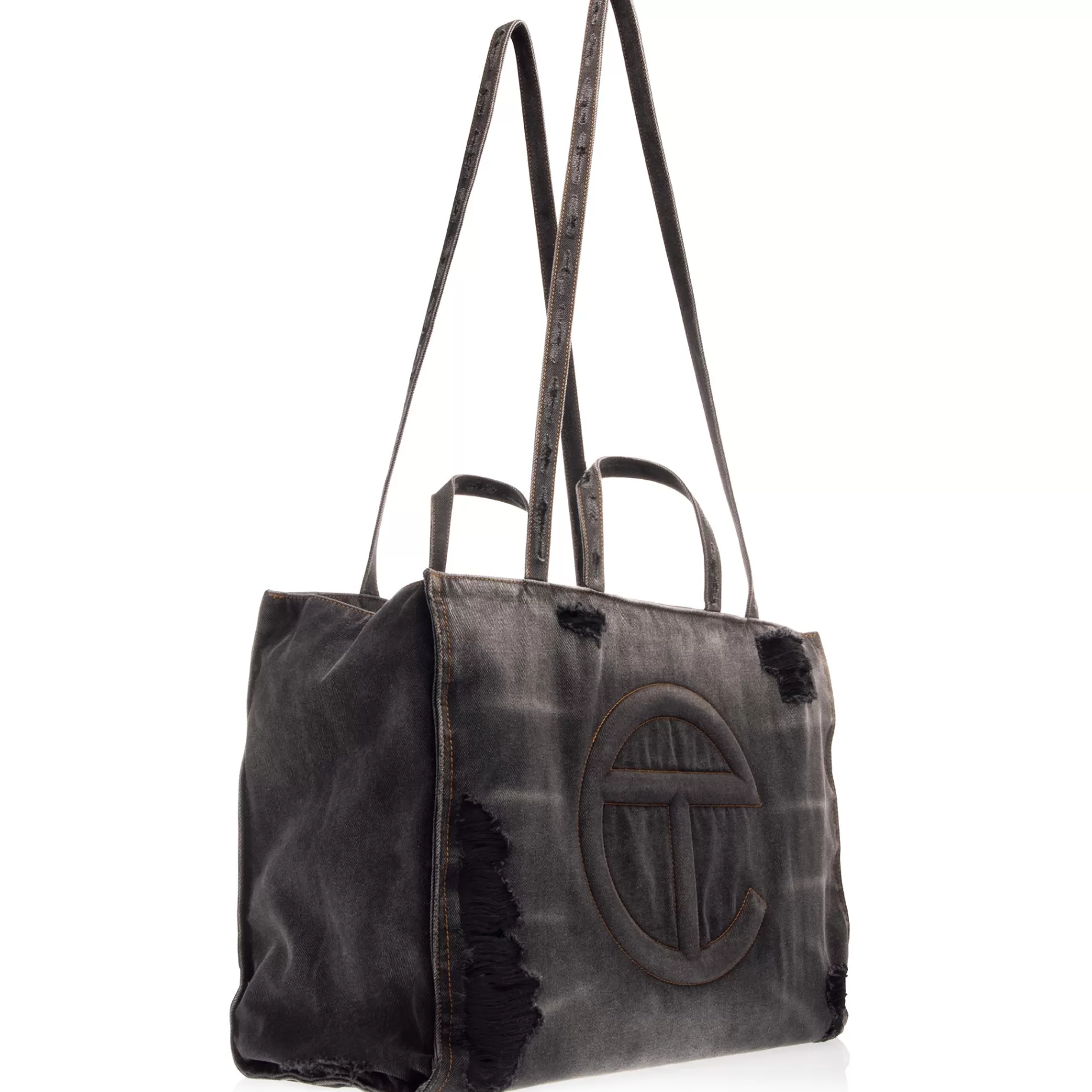 Large Denim Shopper - Distressed Black^Telfar Store