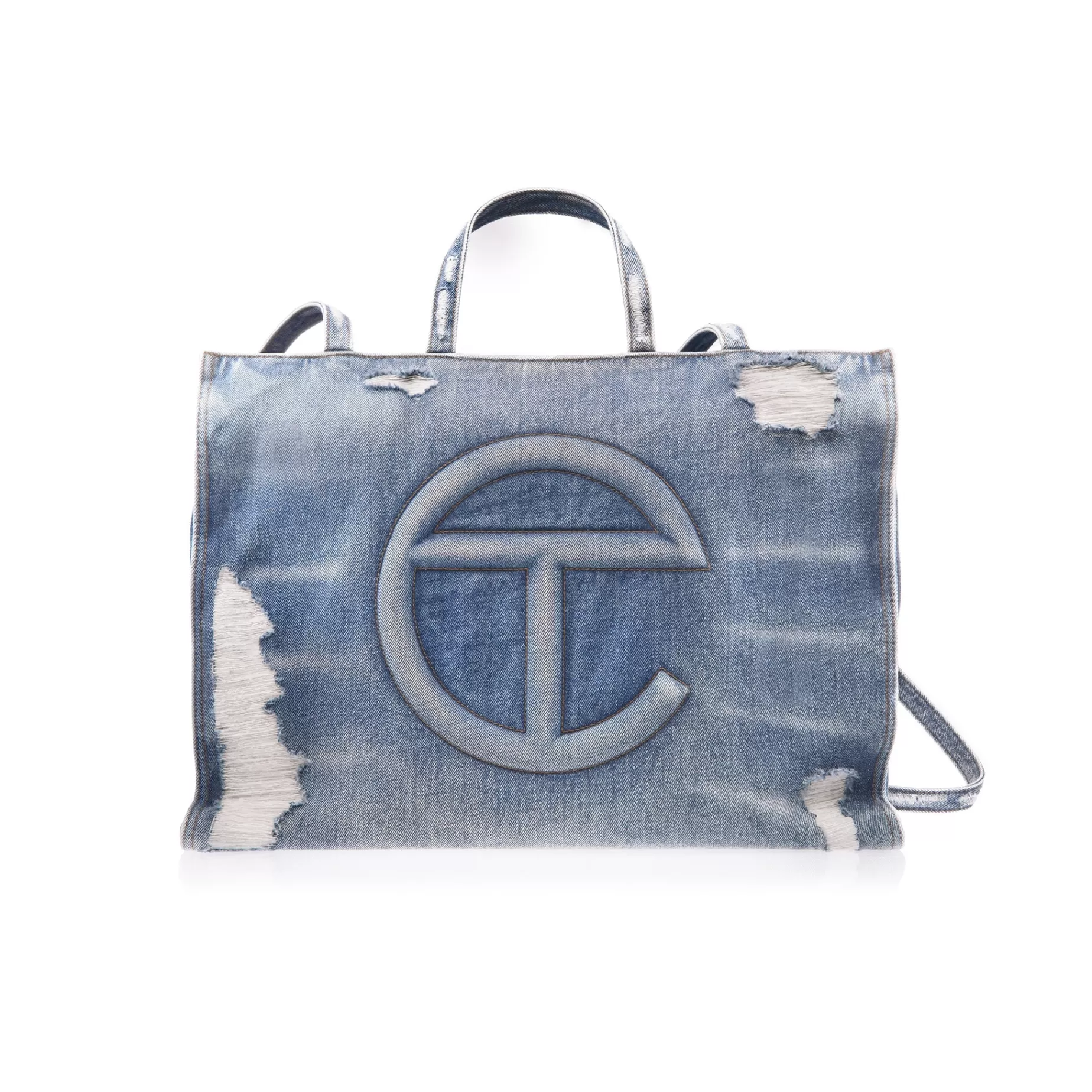 Large Denim Shopper - Distressed Blue^Telfar Store