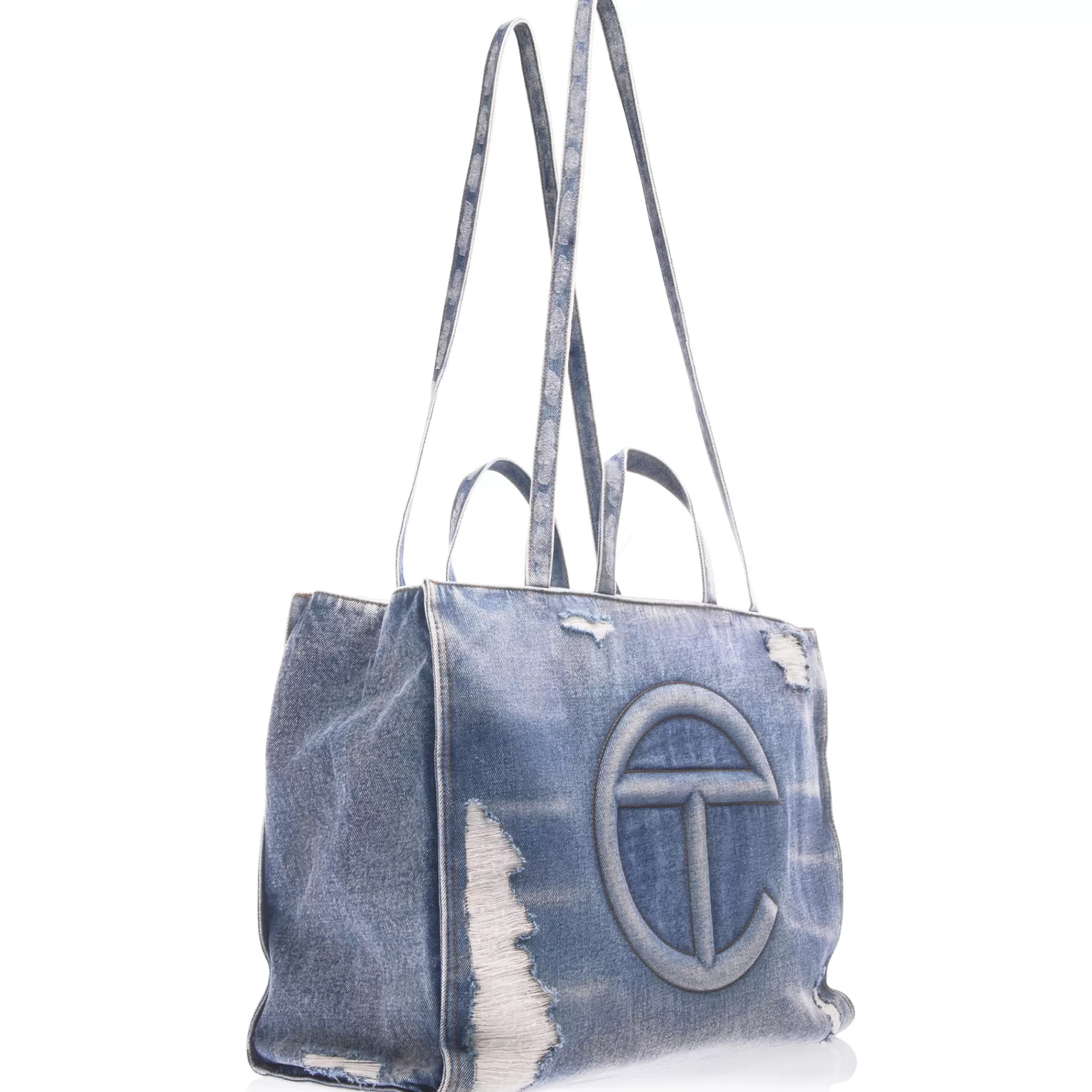 Large Denim Shopper - Distressed Blue^Telfar Store