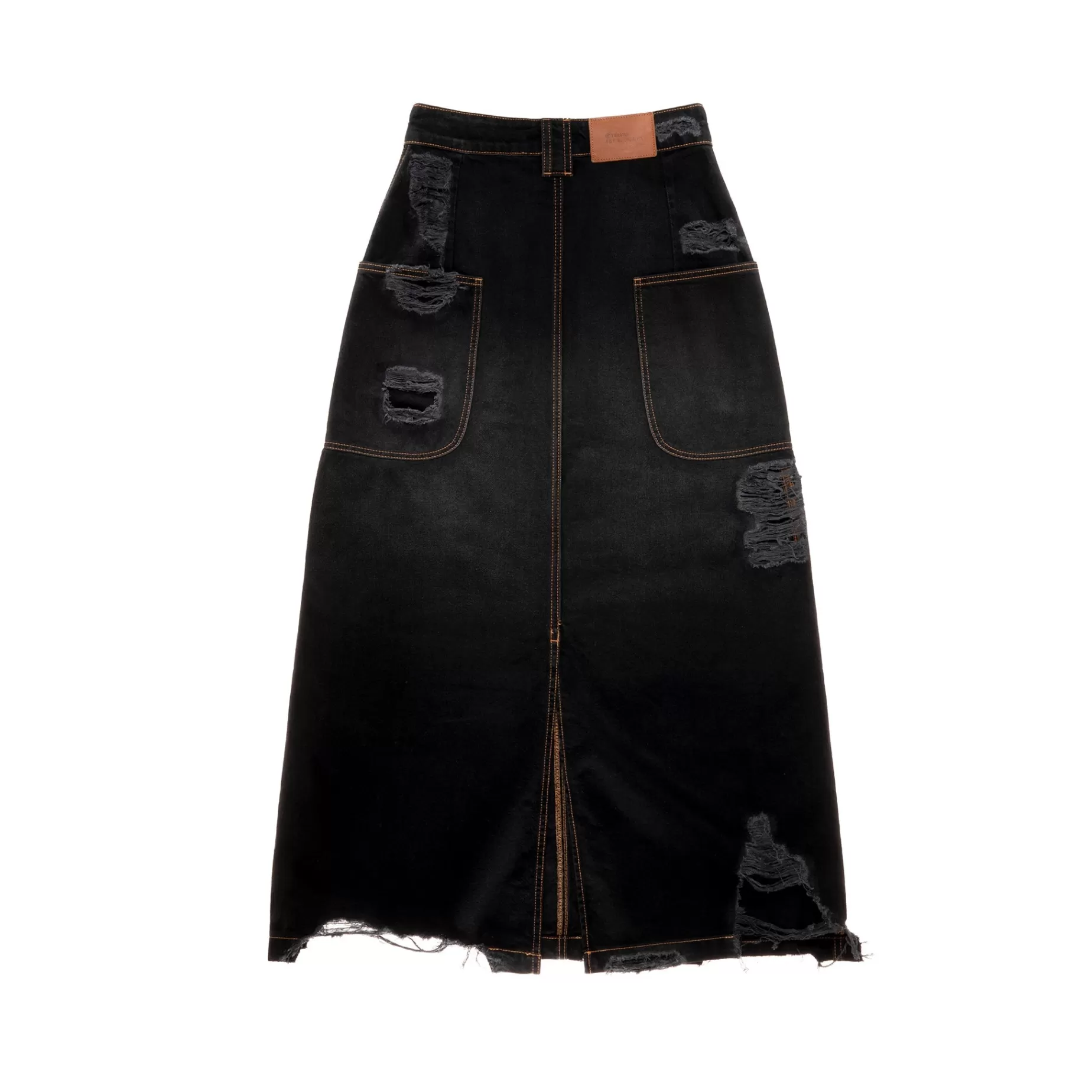 Long Jean Skirt - Distressed Black^Telfar Cheap