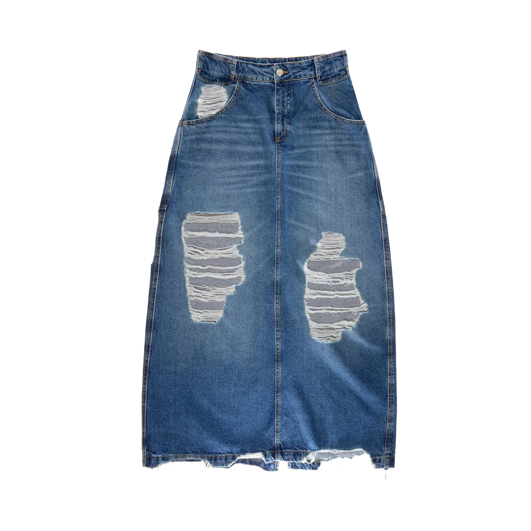 Long Jean Skirt - Distressed Blue^Telfar Cheap