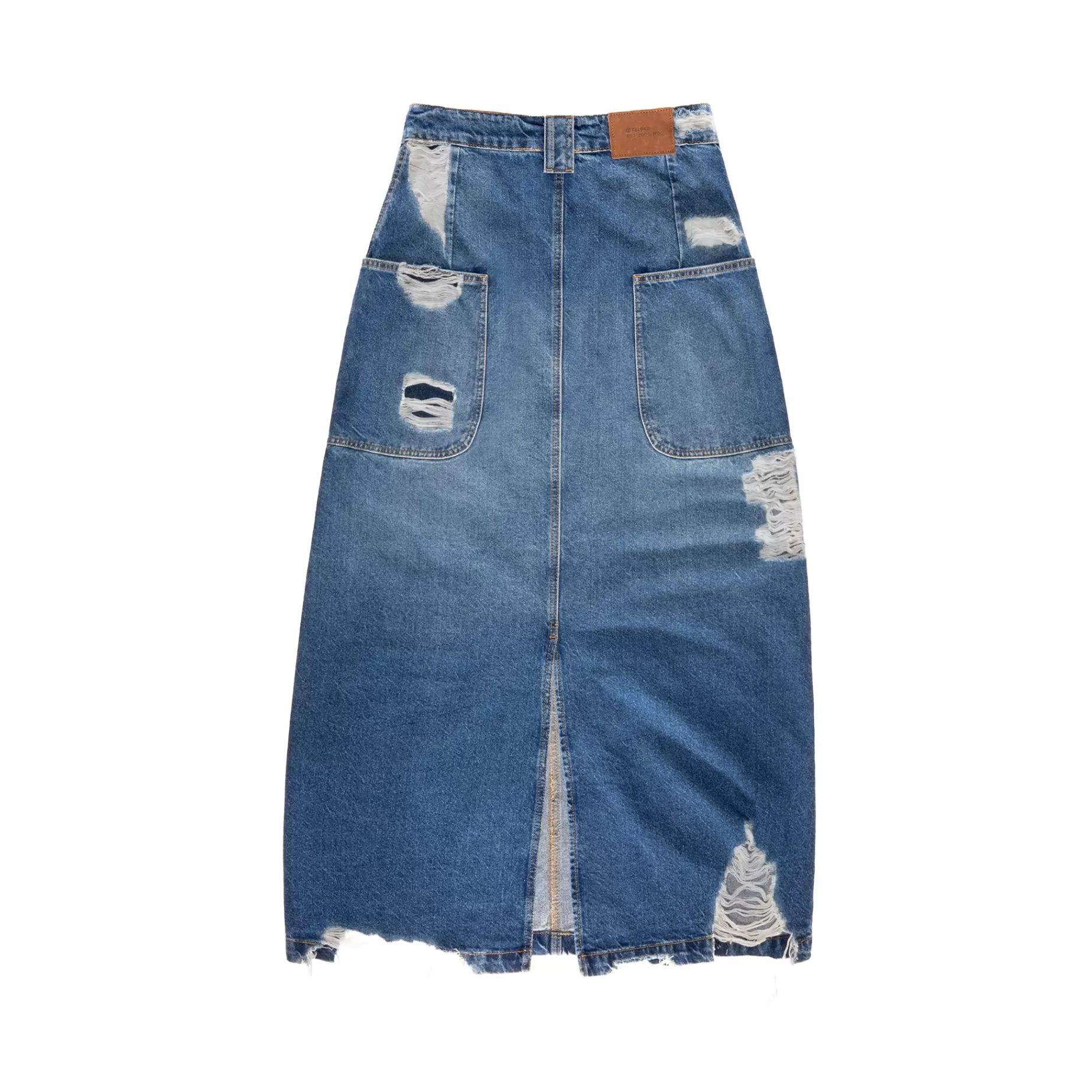 Long Jean Skirt - Distressed Blue^Telfar Cheap