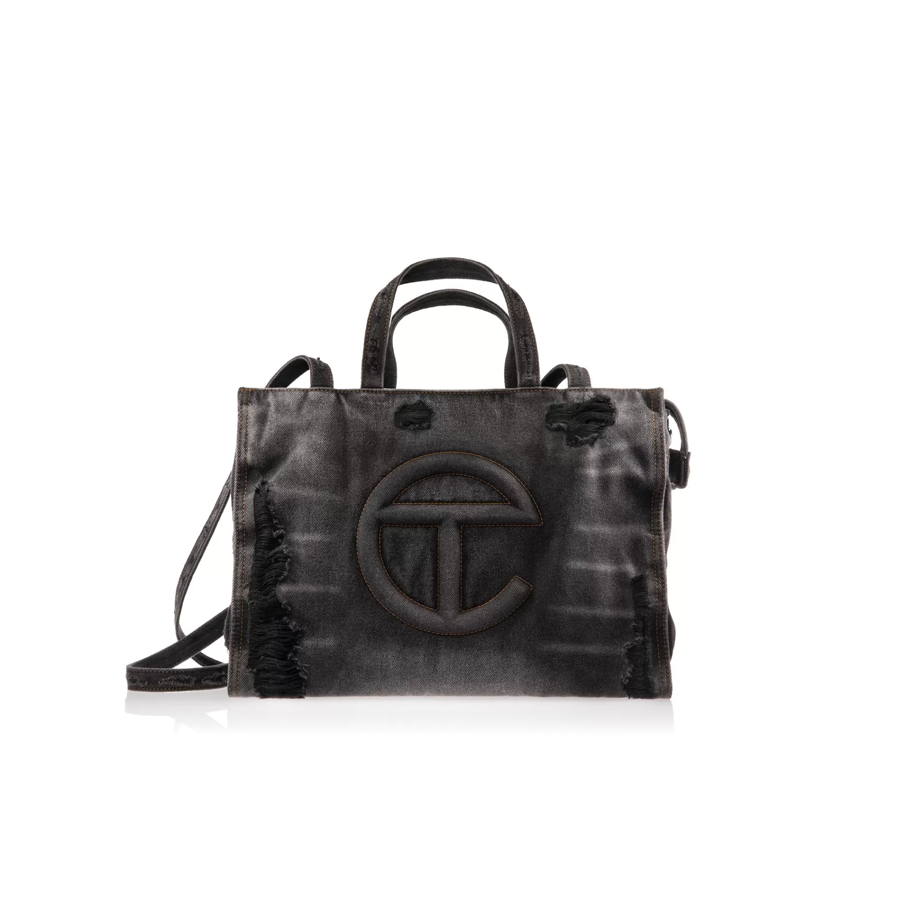 Medium Denim Shopper - Distressed Black^Telfar Best Sale