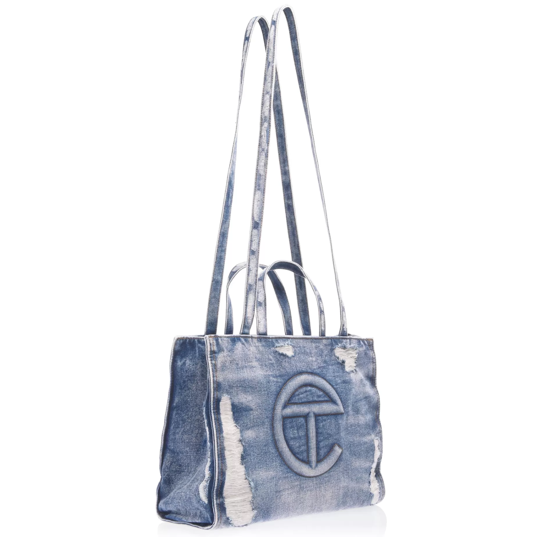 Medium Denim Shopper - Distressed Blue^Telfar Store