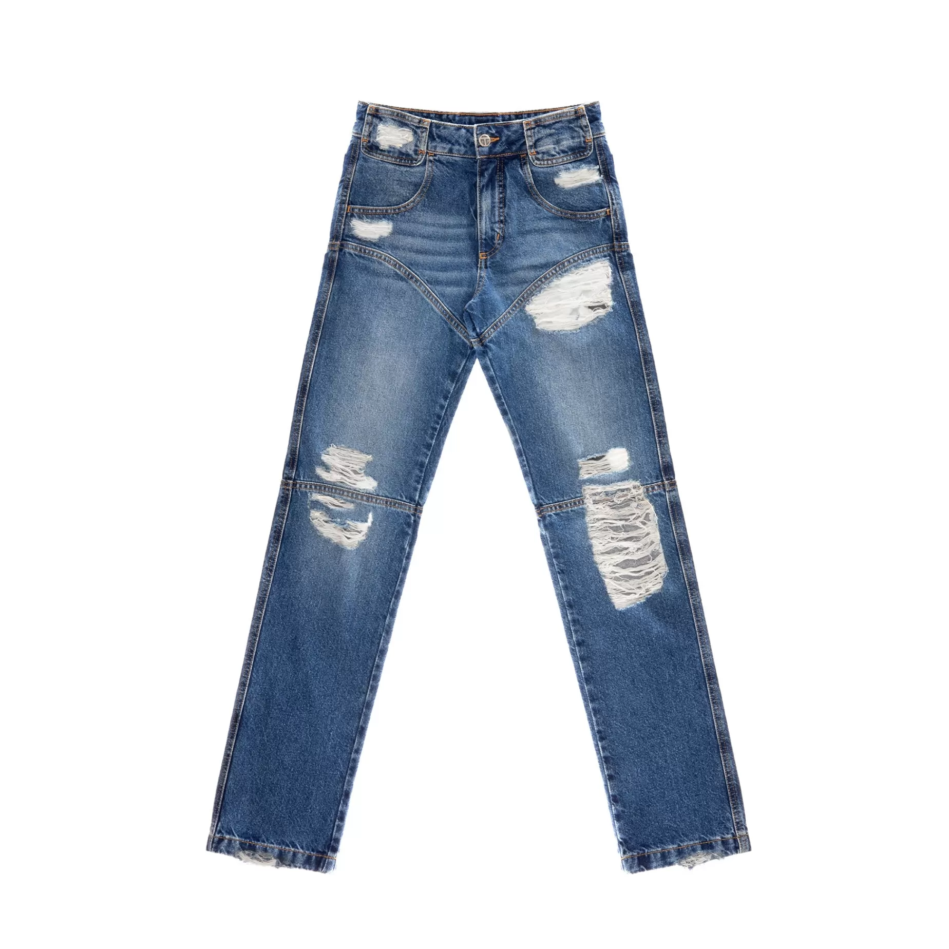 Straight Leg Jean - Distressed Blue^Telfar Outlet