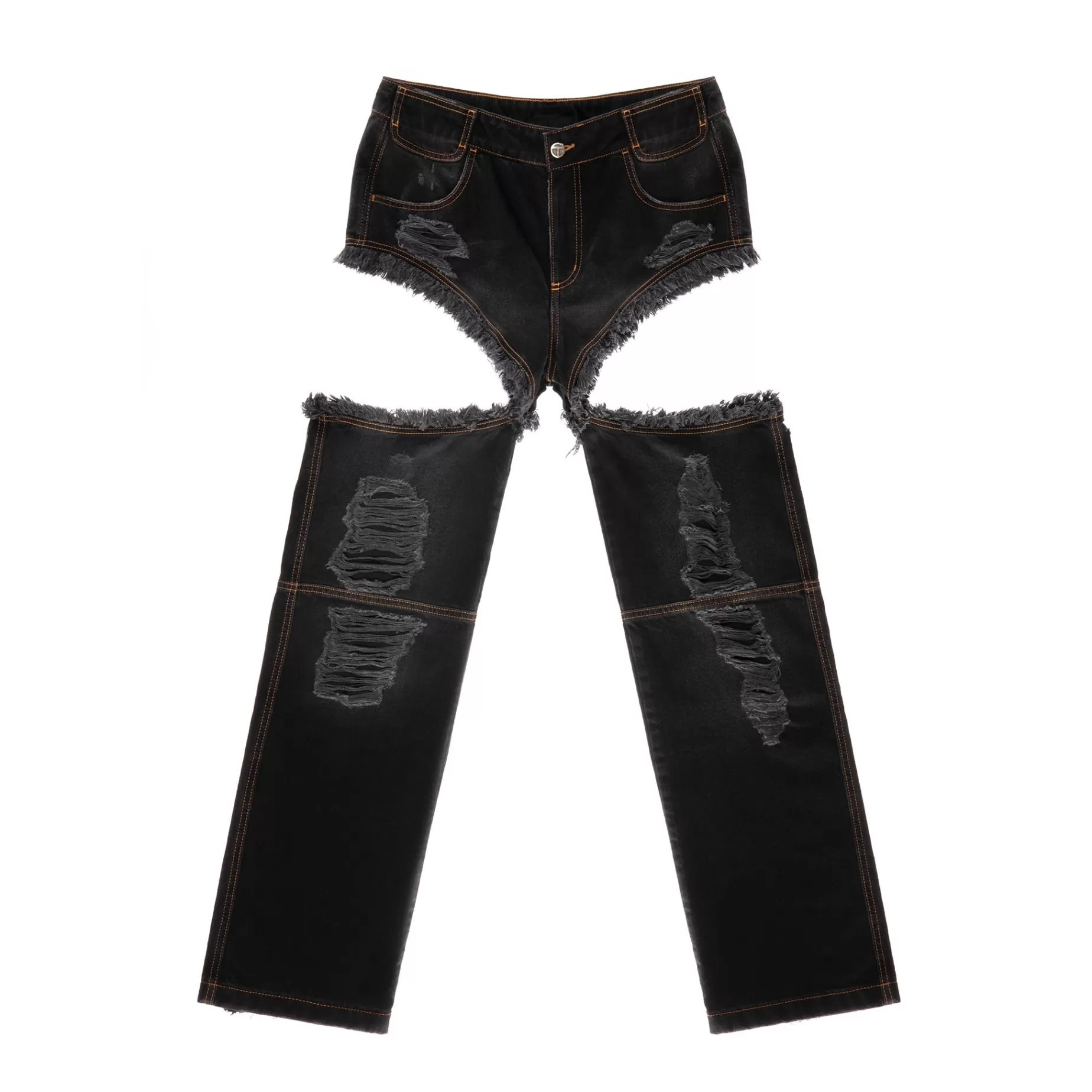 Thigh Hole Jean - Distressed Black^Telfar Cheap